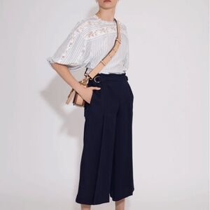 chloé POPLIN LACE STRIPED BLOUSE